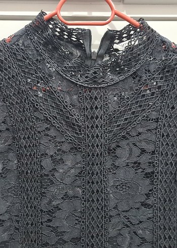 Dantel İşlemeli Siyah Uzun Kollu Gotik Elbise - Görsel 2