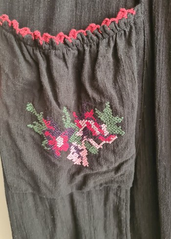 Nakışlı Gri Kolsuz Bohem Elbise - Görsel 6