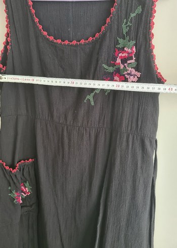 Nakışlı Gri Kolsuz Bohem Elbise - Görsel 5