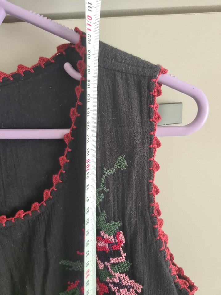 Nakışlı Gri Kolsuz Bohem Elbise - Görsel 4