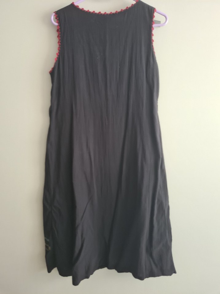 Nakışlı Gri Kolsuz Bohem Elbise - Görsel 3