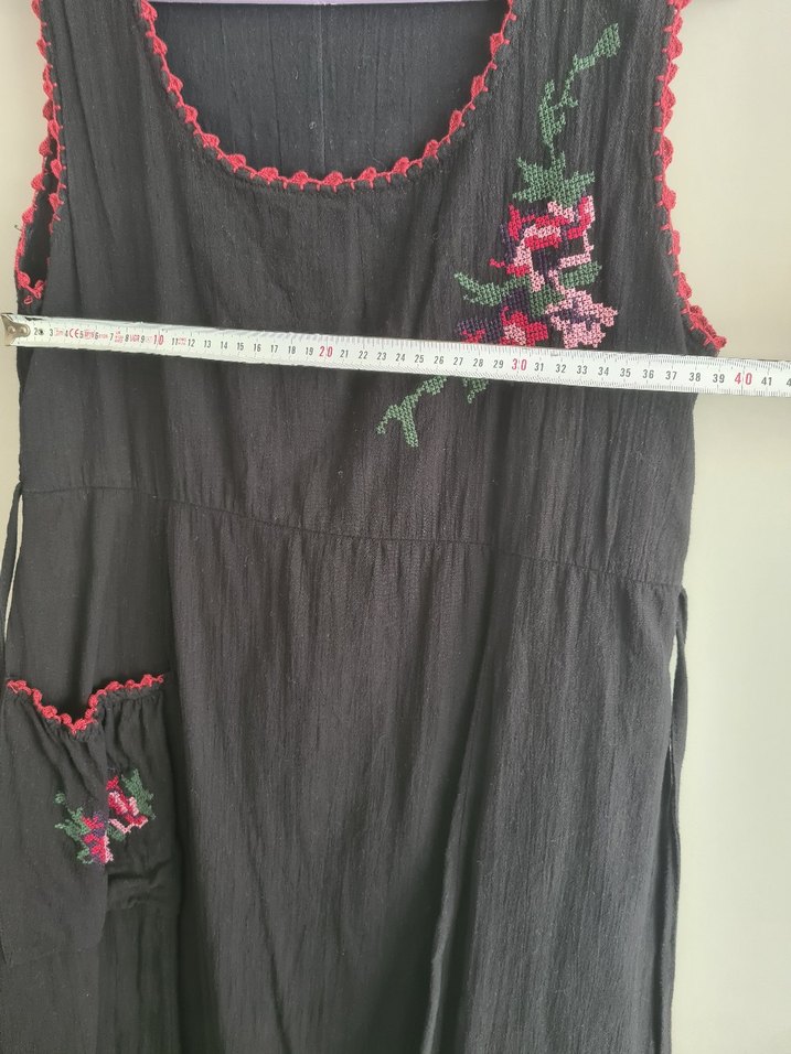 Nakışlı Gri Kolsuz Bohem Elbise - Görsel 5