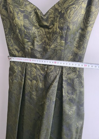 Yeşil Vintage Gotik V Yakalı Uzun Elbise - Görsel 6