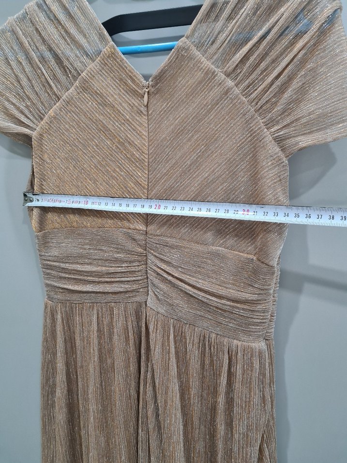 Bej Pileli Uzun Abiye Elbise - Görsel 3