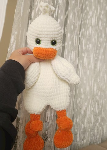 Beyaz Örgü Peluş Ördek Oyuncak - Görsel 2