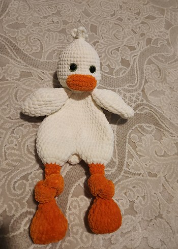 Beyaz Örgü Peluş Ördek Oyuncak - Görsel 3