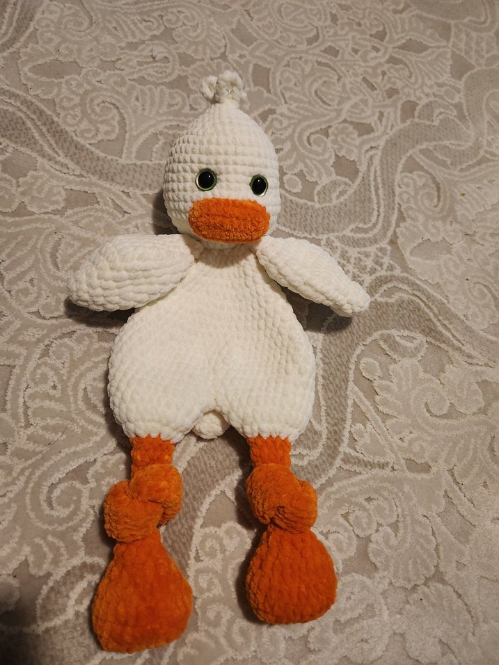 Beyaz Örgü Peluş Ördek Oyuncak - Görsel 3