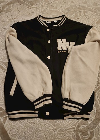 Düğmeli Siyah Beyzbol Ceketi - Görsel 2