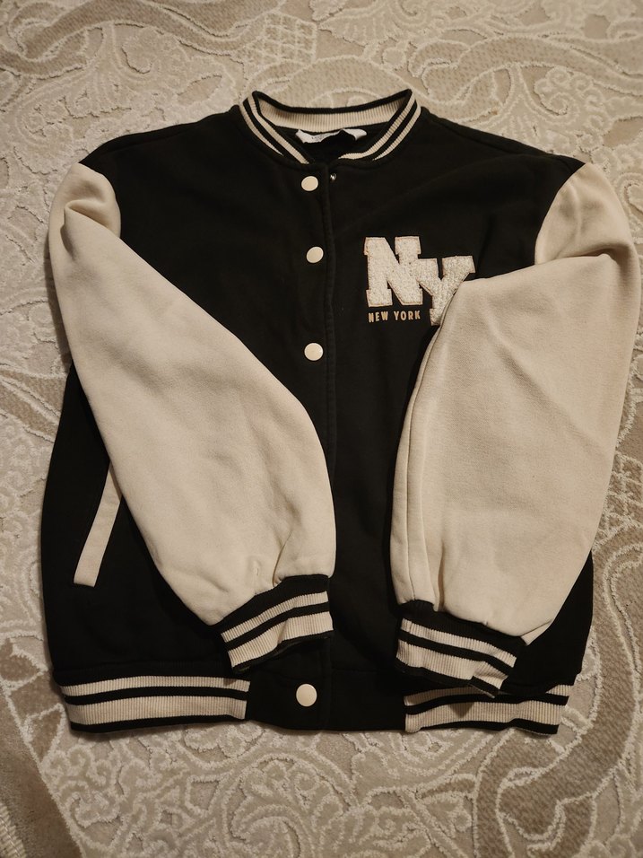 Düğmeli Siyah Beyzbol Ceketi - Görsel 2