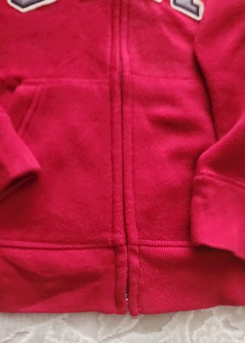 Kız Çocuk Kırmızı Kapüşonlu Fermuarlı Sweatshirt - Görsel 3