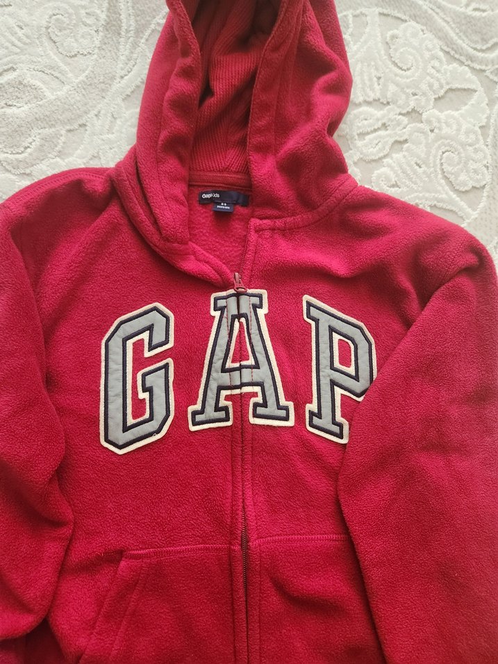 Kız Çocuk Kırmızı Kapüşonlu Fermuarlı Sweatshirt - Görsel 2