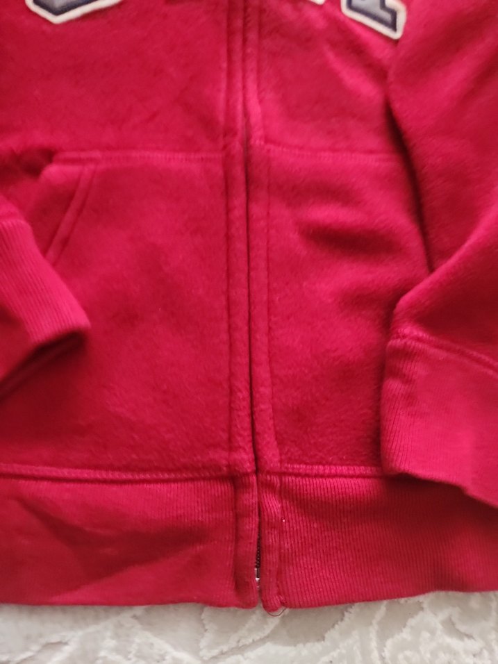 Kız Çocuk Kırmızı Kapüşonlu Fermuarlı Sweatshirt - Görsel 3