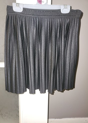 Kız Çocuk Pilili Siyah Gri Etek - Görsel 2