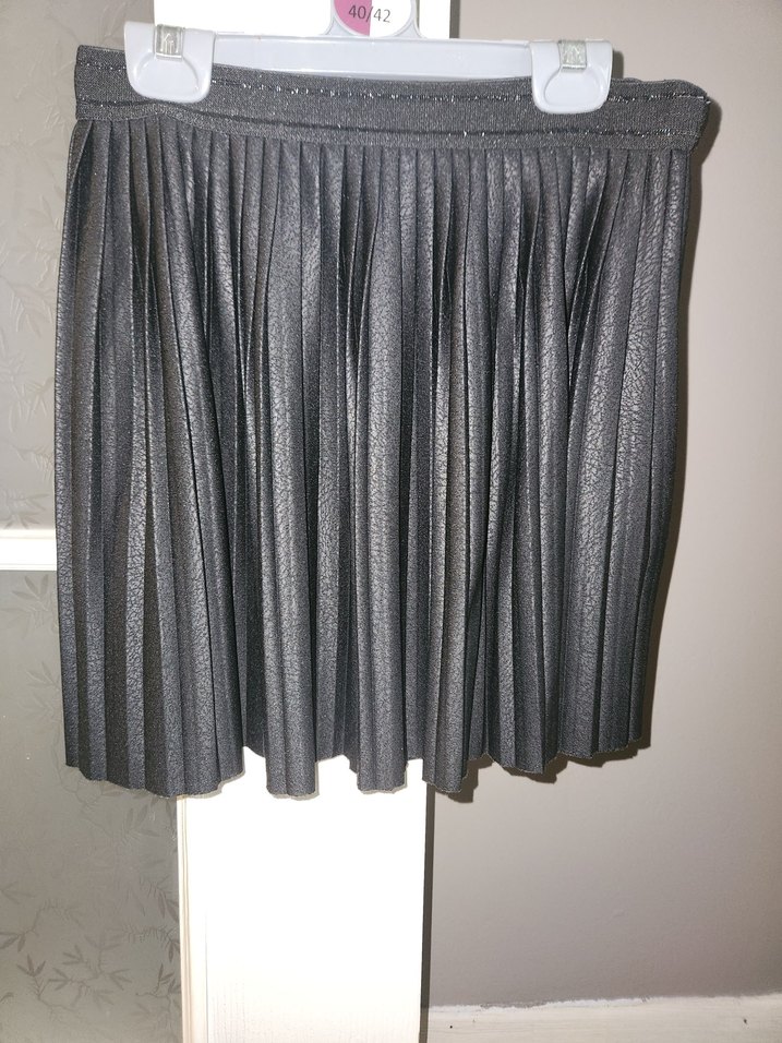 Kız Çocuk Pilili Siyah Gri Etek - Görsel 2