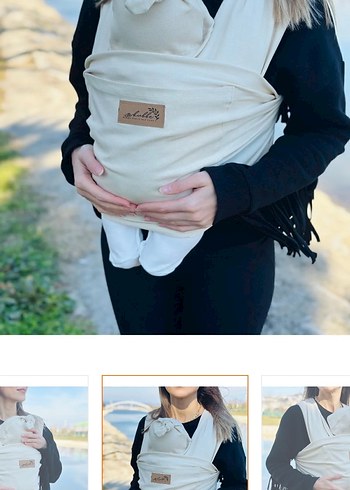 Beyaz Bebek Taşıma Slingi - Görsel 4