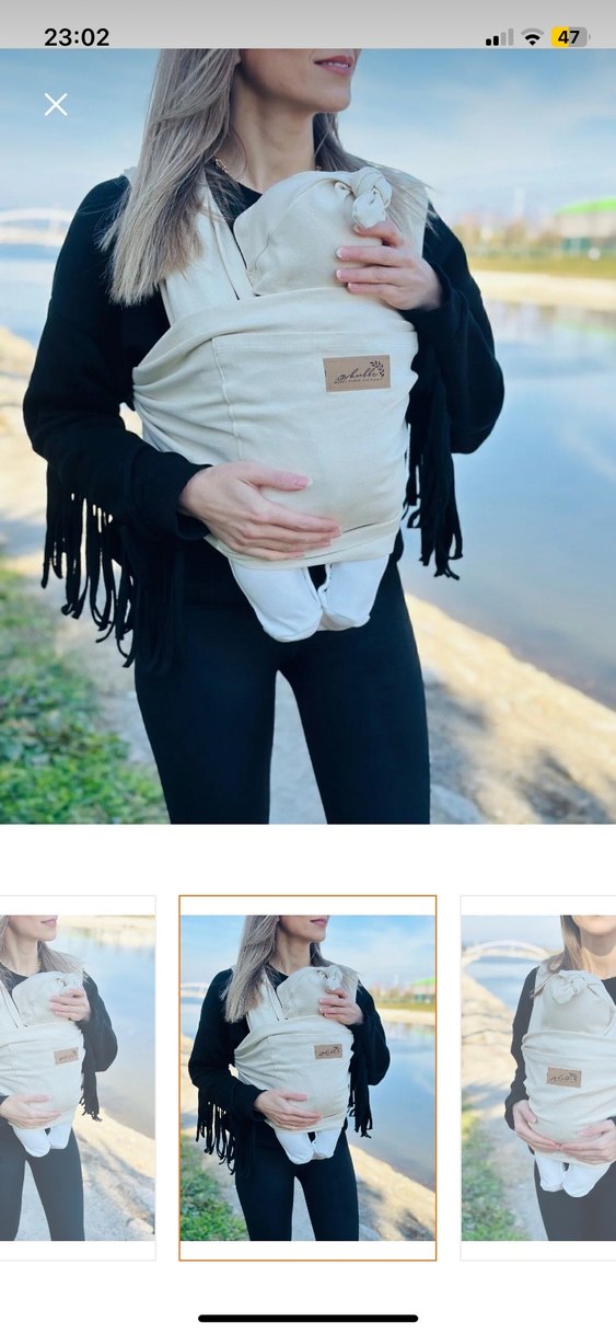 Beyaz Bebek Taşıma Slingi - Görsel 2