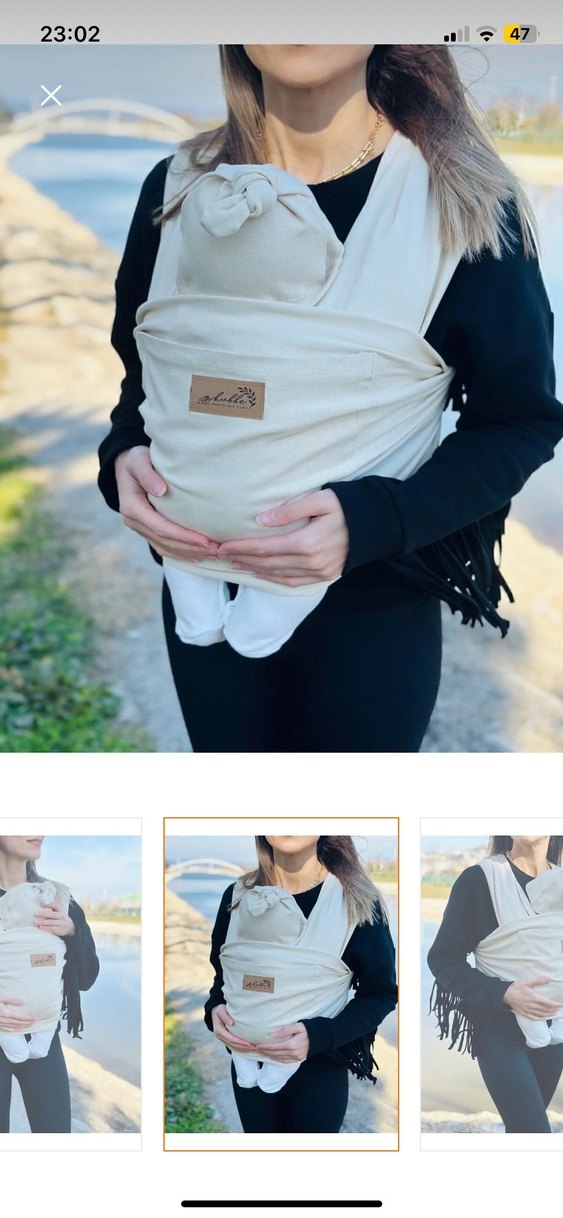 Beyaz Bebek Taşıma Slingi - Görsel 4