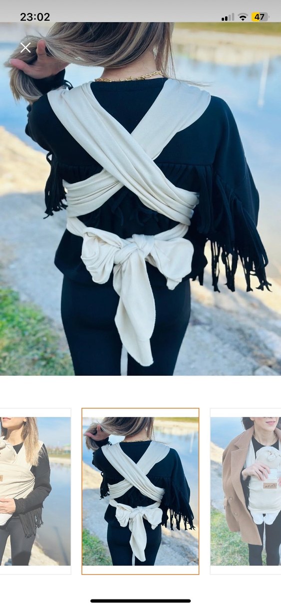 Beyaz Bebek Taşıma Slingi - Görsel 3