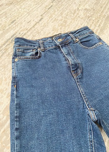 Kadın Mavi Denim İspanyol Paça Kot Pantolon