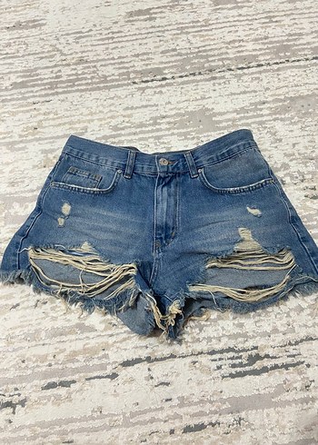 Zara Kadın Gri Mini Kot Şort