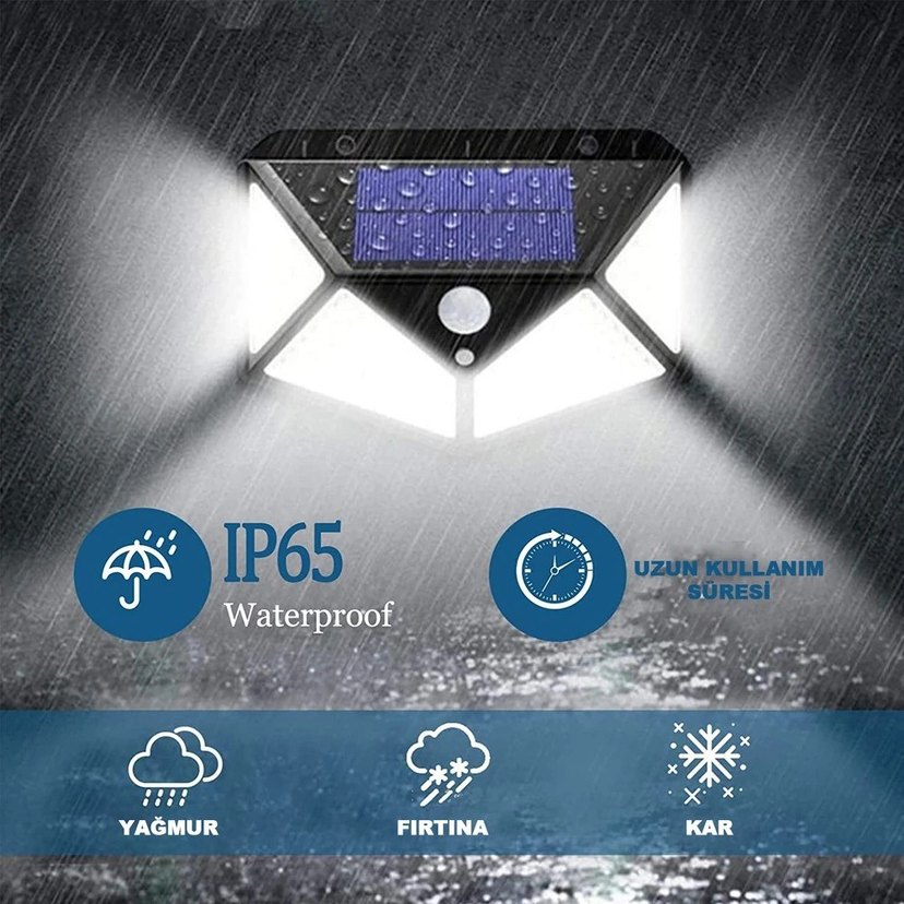 Solar LED 100 LED 3 Modlu Harekete Duyarlı Güneş Enerjili - Görsel 3