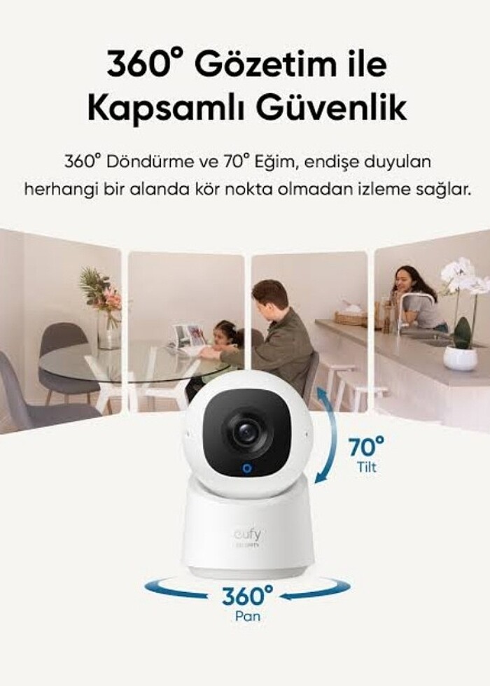  Anker eufy C220 360° Dönebilen Gece görüşlü Indoor Kamera

 - Görsel 3
