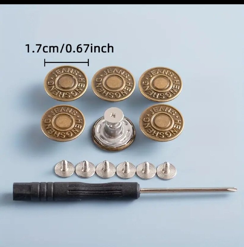 Vintage Mavi Kot Düğmesi - H,S - Görsel 2