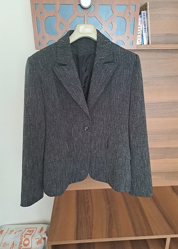 Diğer Düğmeli Gri Kadın Yün Blazer Ceket Pantolon Takımı