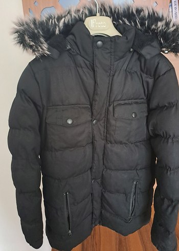 Siyah Erkek Çocuk Midi Boy Kürklü Mont - Görsel 4