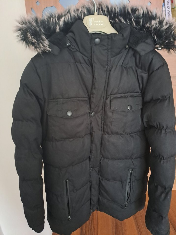 Siyah Erkek Çocuk Midi Boy Kürklü Mont - Görsel 4