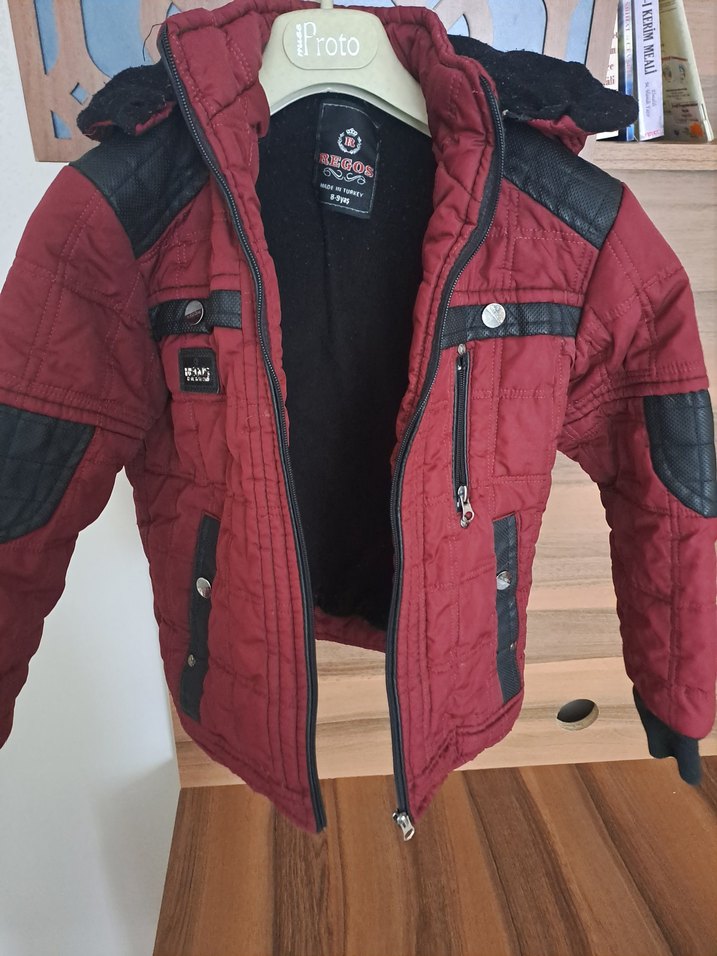 Bordo Erkek Çocuk Fermuarlı Mont - Görsel 2