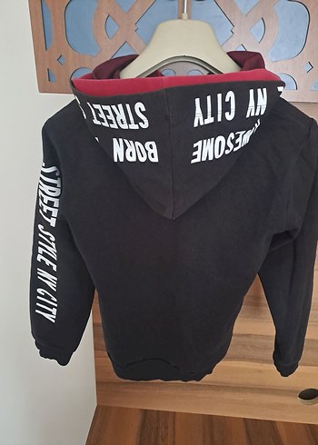 Siyah Kapüşonlu Erkek Çocuk Sweatshirt - Görsel 4