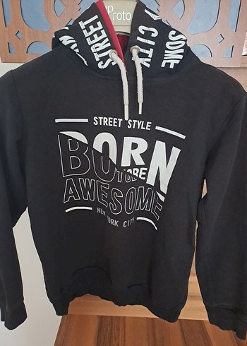 Siyah Kapüşonlu Erkek Çocuk Sweatshirt - Görsel 2