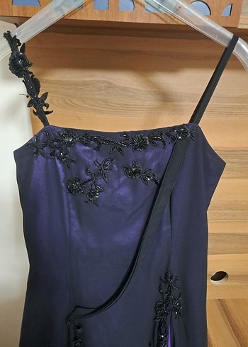 44 Beden Mor Straplez Gotik Uzun Abiye Elbise