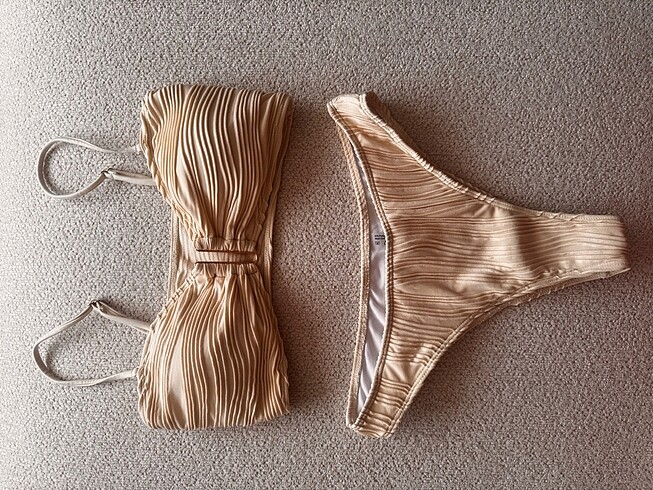 l Beden sarı Renk Tereyağı rengi bikini takımı