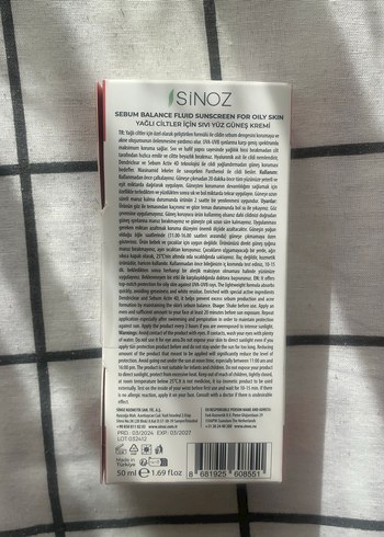 SİNOZ Yağlı Ciltler için SPF50 Güneş Koruyucu - Görsel 3