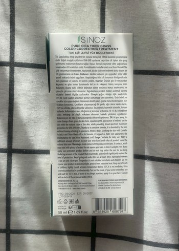  Beden Sinoz Pure Cica Tonlama Düzeltici Güneş Kremi SPF 50