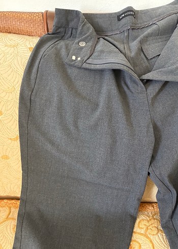 xxl Beden Gri Keten Kemerli Salaş Kadın Pantolon