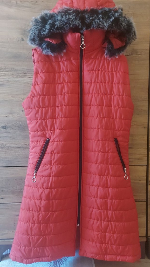 Kürk Detaylı Kırmızı Kadın Yelek - Görsel 2