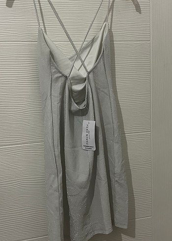 Askılı simli mini elbise - Görsel 3