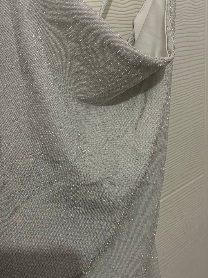 Askılı simli mini elbise - Görsel 2