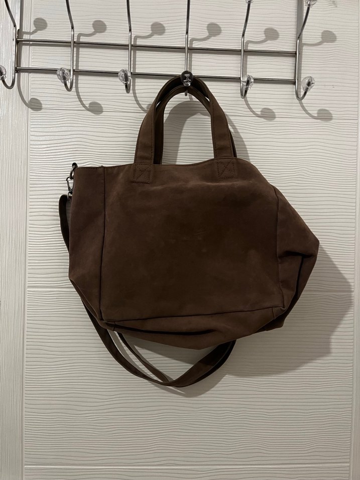 Kahverengi Süet Kadın Omuz Çantası - Görsel 2