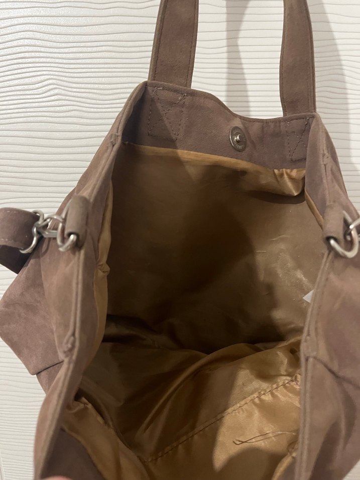 Kahverengi Süet Kadın Omuz Çantası - Görsel 3