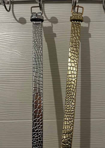 Gri ve Altın Renkli Deri Kadın Kemerleri - Görsel 2
