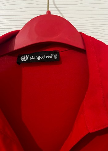 Kadın Kırmızı Uzun Kollu Düğmeli Gömlek - Görsel 2