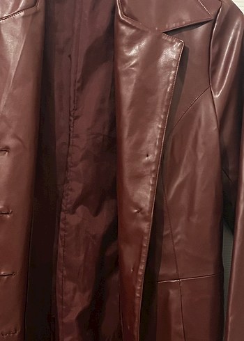 Vintage Bordo Deri Ceket - Görsel 2