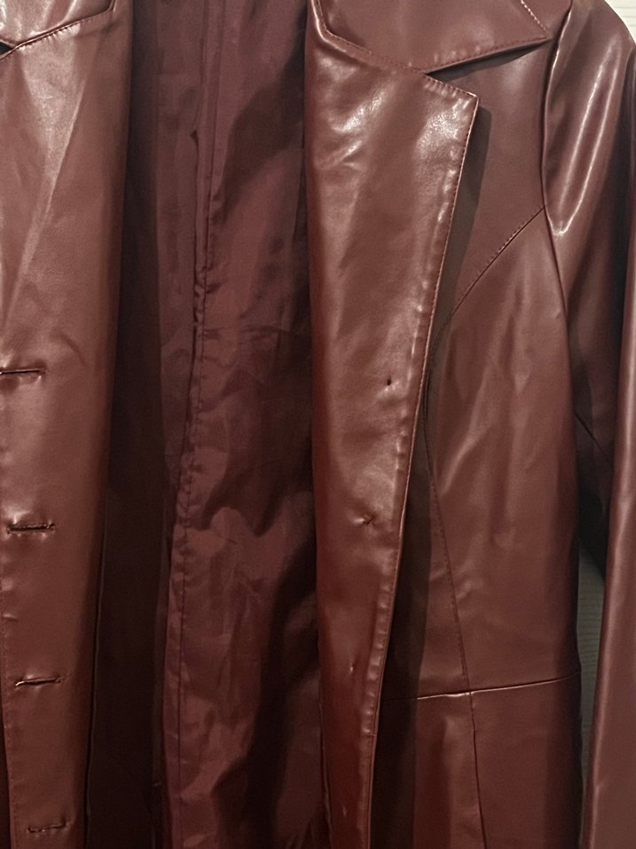 Vintage Bordo Deri Ceket - Görsel 4