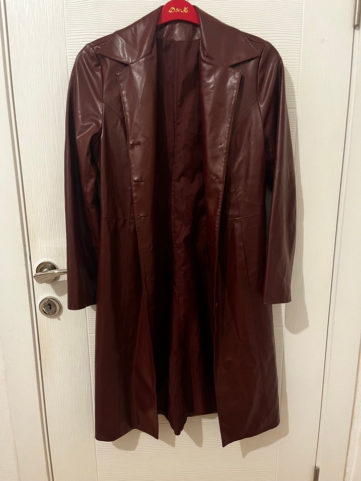 Vintage Bordo Deri Ceket - Görsel 3