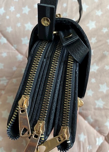 Siyah Deri Tokalı Kadın Çanta - Görsel 2