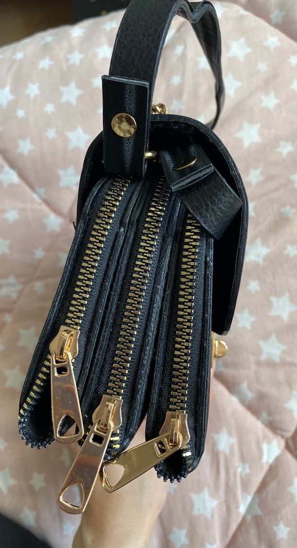 Siyah Deri Tokalı Kadın Çanta - Görsel 2